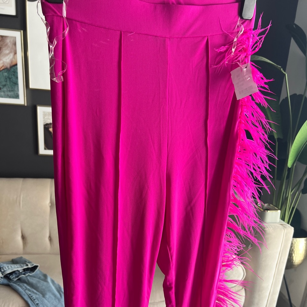 Pink feather pants